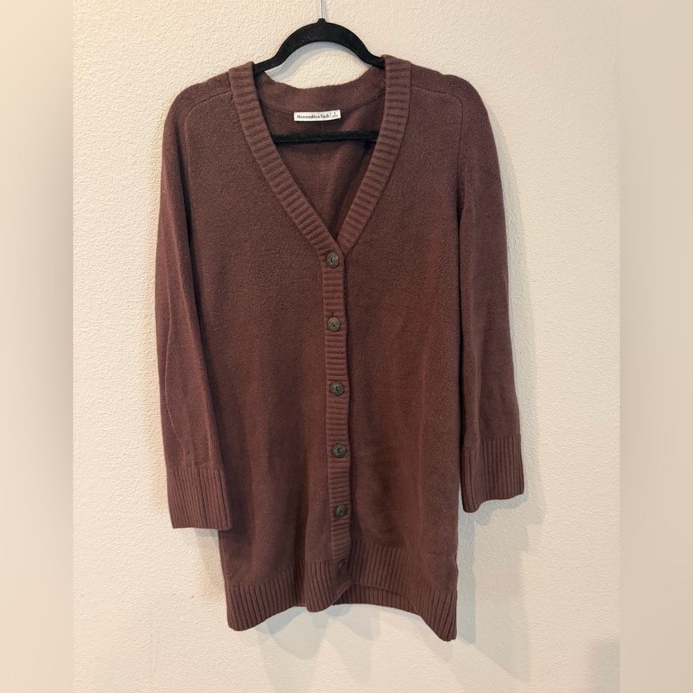 Abercrombie & Fitch Brown V-Neck Button-Front Cardigan